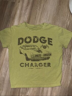 Dodge Charger Graphic Crop Tee - Lime Green